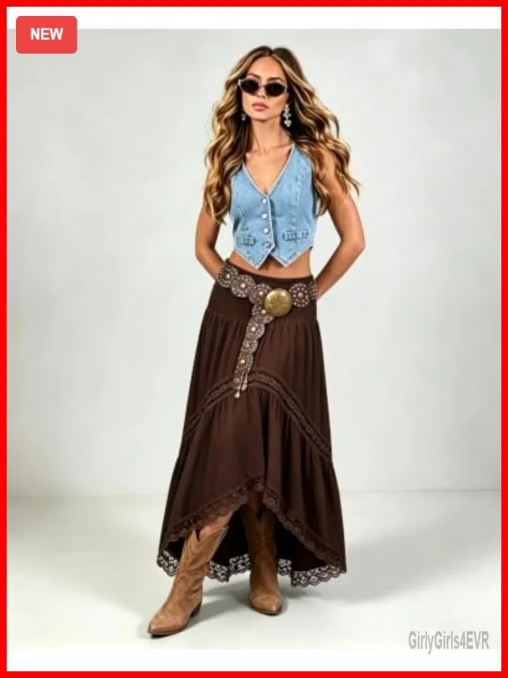 Women's Maxi Skirt Boho Elastic High Waist Flowy A Line Long Skirt